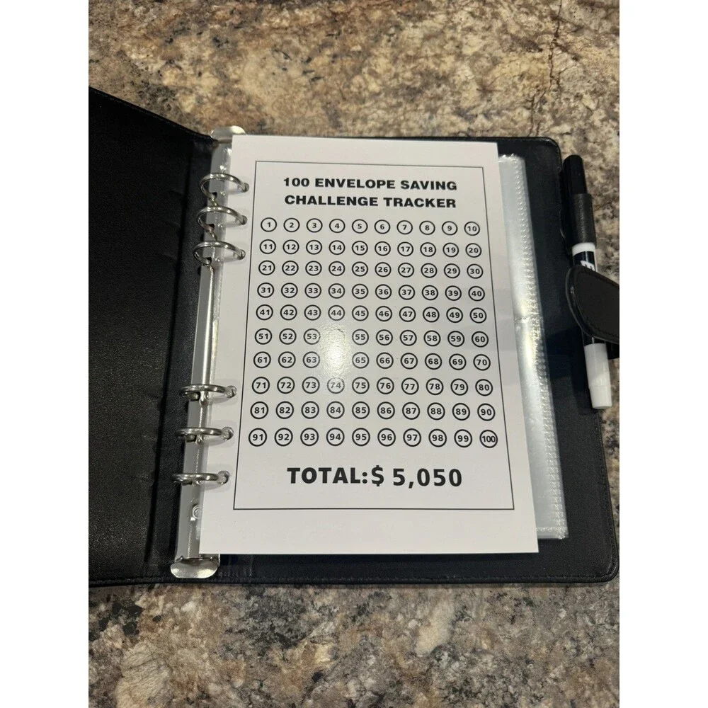 100 Envelope Challenge Binder 5050 100 Day Challenge Savings Note book New